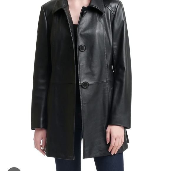 colebrooke&co Jackets & Blazers - Elegant Black Leather Jacket for Women